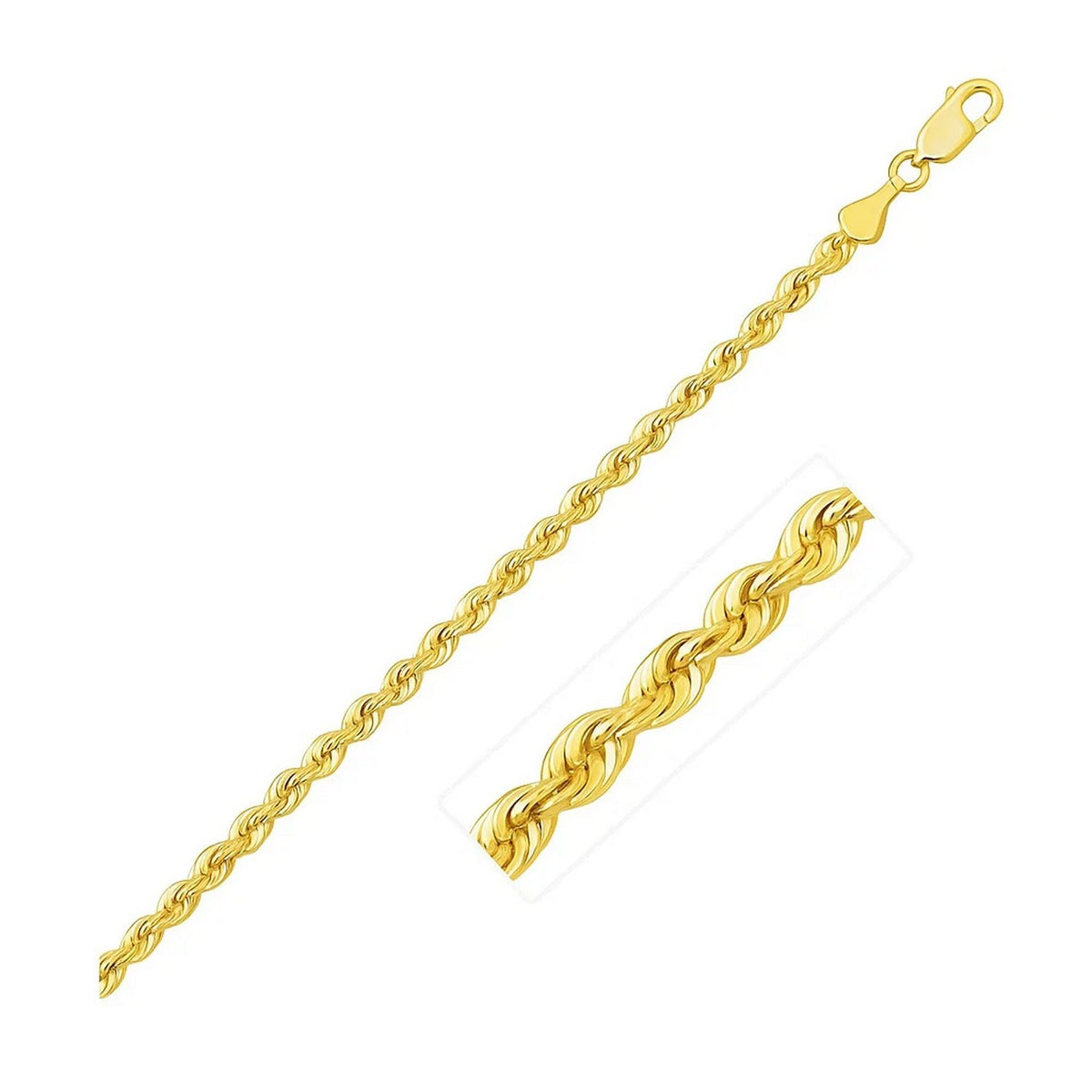 Lite Rope Chain Bracelet in 10K Yellow Gold (2.50 mm)