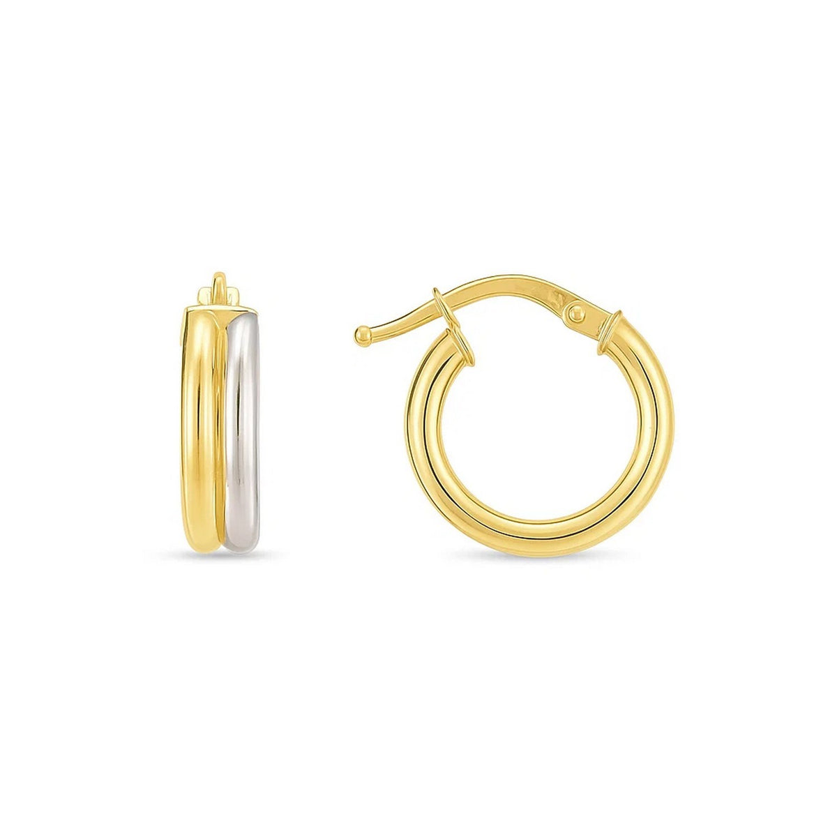 14K Two-Tone Gold Double Round Hoops