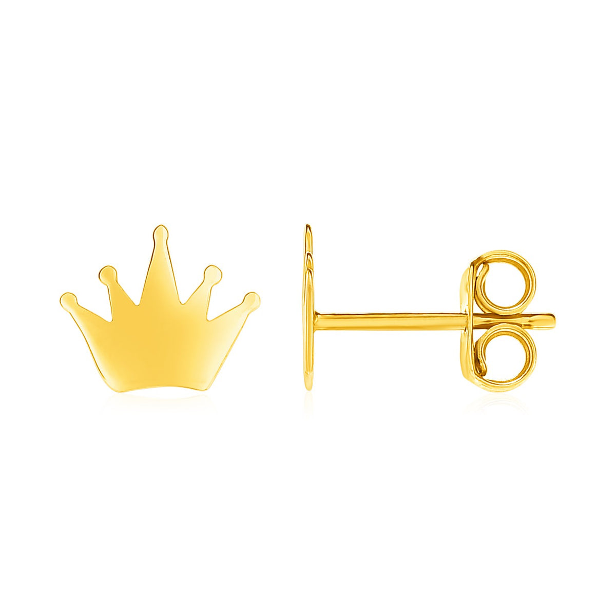 Post Earrings with Crowns in 14K Yellow Gold