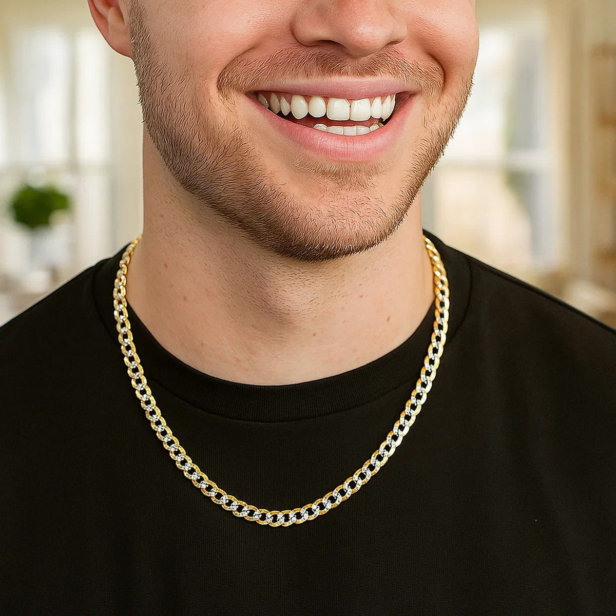 Diamond-Cut Curb Chain in 14K Two-Tone Gold (3.60 mm)