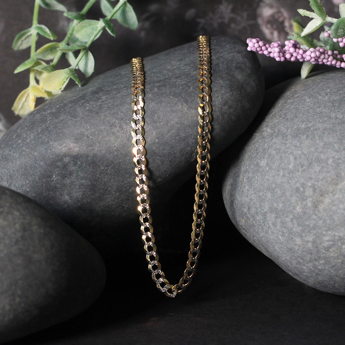 Diamond-Cut Curb Chain in 14K Two-Tone Gold (3.60 mm)