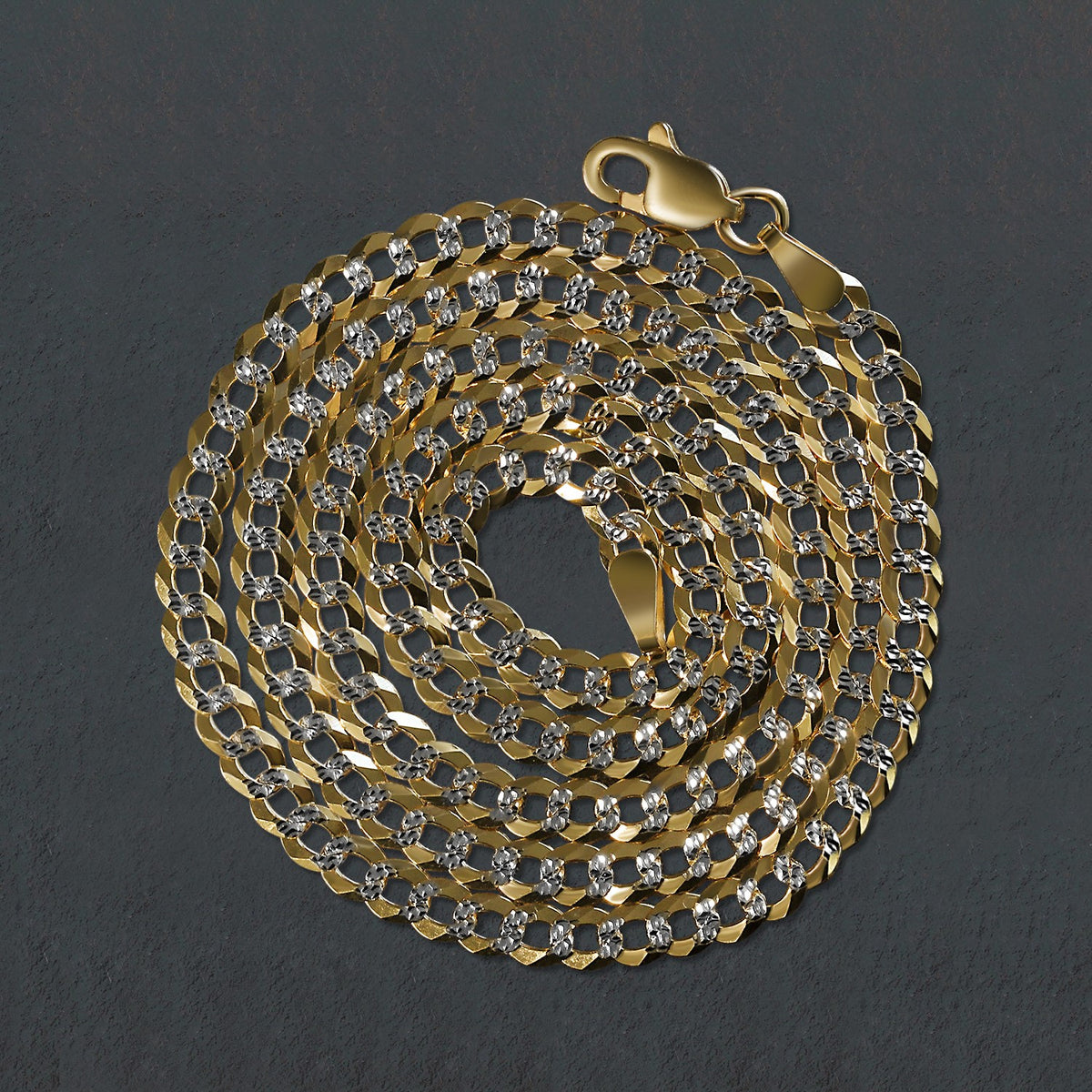 Diamond-Cut Curb Chain in 14K Two-Tone Gold (3.60 mm)