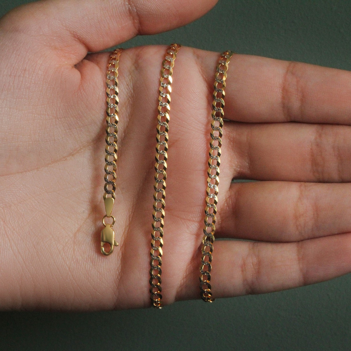 Diamond-Cut Curb Chain in 14K Two-Tone Gold (3.60 mm)