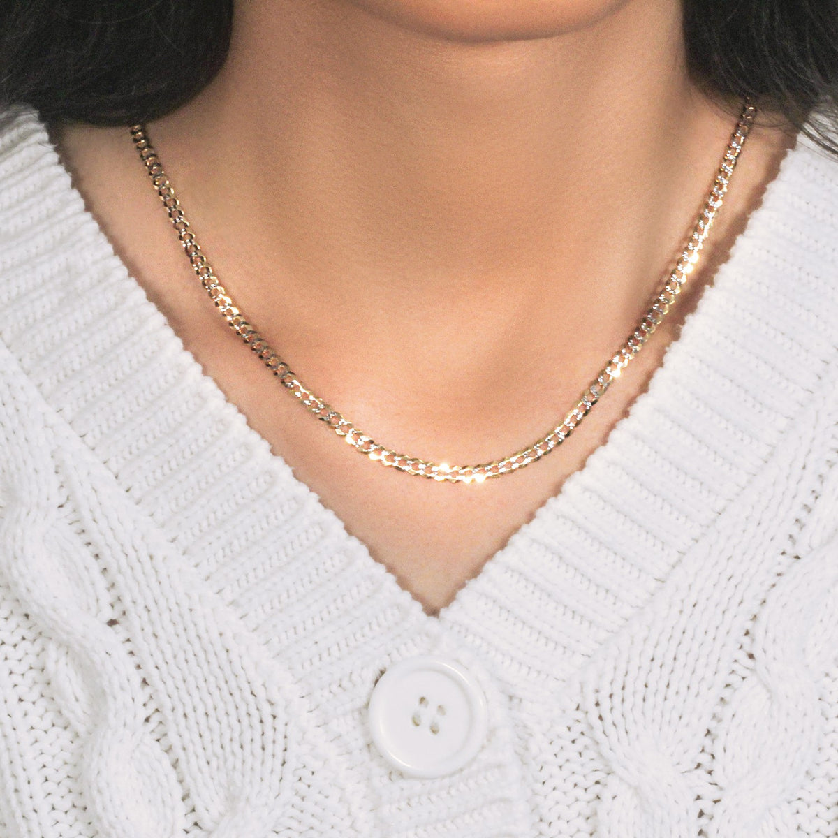 Diamond-Cut Curb Chain in 14K Two-Tone Gold (3.60 mm)