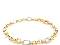Rope Texture Oval and Round Link Bracelet in 14K Two-Tone Gold (8.80 mm) — product video
