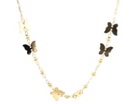 Butterfly and Bead Station Necklace in 14K Yellow Gold — product video