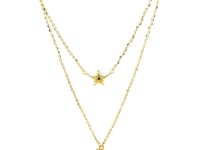 Moon and Star Double Strand Necklace in 14K Yellow Gold — product video