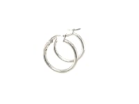 Polished Rhodium-Plated Hoop Earrings in Sterling Silver (2x15mm) — product video