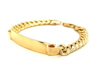 Men's Cuban Link ID Bracelet in 14K Yellow Gold (8.00 mm) — product video