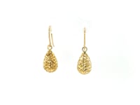 Honeycomb Teardrop Drop Earrings in 14K Yellow Gold (25.40 mm) — product video