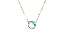 Cushion Blue Topaz Necklace in 14K Yellow Gold (8 mm) — product video