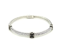 Woven Rope Bracelet with Black Sapphire X Accents in Sterling Silver — product video