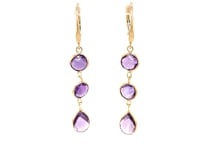 Round and Pear Amethyst Drop Earrings in 14K Yellow Gold (47.00 mm) — product video