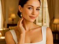 Puffed Teardrop Drop Earrings in 14K Yellow Gold (25.40 mm) — product video