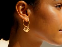 Star Charm Huggie Hoop Earrings in 14K Yellow Gold (23.50 mm) — product video