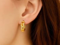 Curb Link Huggie Hoop Earrings in 14K Yellow Gold (13.00 mm) — product video