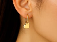 Heart Charm Hoop Earrings in 14K Yellow Gold (22.20 mm) — product video