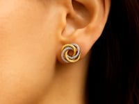 Two-Tone Love Knot Stud Earrings in 14K Gold (9.65 mm) — product video