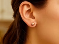 Classic Round Shape Stud Earrings in 14K Rose Gold — product video