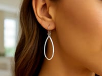 Open Teardrop Drop Earrings in 14K White Gold (41.00 mm) — product video