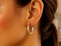 Brick Pattern C-Hoop Earrings in 14K Yellow Gold (19.20 mm) — product video