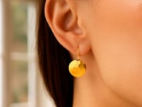 Hammered Disc Drop Earrings in 14K Yellow Gold (16.00 mm) — product video