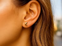 Crescent Moon Stud Earrings in 14K Yellow Gold (6.00 mm) — product video