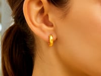 Faceted Huggie Hoop Earrings in 14K Yellow Gold (12.60 mm) — product video