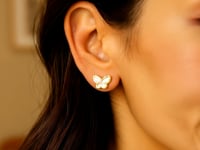 Mother of Pearl Butterfly Stud Earrings in 14K Yellow Gold (10.30 mm) — product video