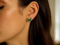 Malachite Butterfly Stud Earrings in 14K Yellow Gold (10.50 mm) — product video