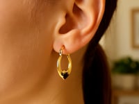 Small Heart Accent Hoop Earrings in 14K Yellow Gold (18.50 mm) — product video