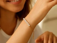 Adjustable Pearl Friendship Bracelet in 14K Yellow Gold — product video