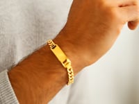 Men's Cuban Link ID Bracelet in 14K Yellow Gold (8.00 mm) — product video