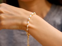 Faceted Bead and Freshwater Pearl Bracelet in 14K Yellow Gold (3.00 mm) — product video