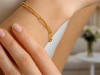 Alternating Bead Paperclip Bracelet in 14K Yellow Gold (3.50 mm) — product video