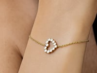 Petite Diamond Heart Bracelet in 14K Yellow Gold — product video