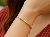 Curved Bar Adjustable Bracelet in 14K Yellow Gold (1.00 mm) — product video