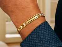 Men's Polished Bar Link Bracelet in 14K Two-Tone Gold (9.65 mm) — product video