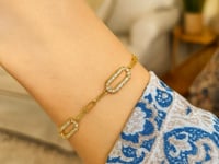 Faceted Gold Station Paperclip Bracelet in 14K Yellow Gold (2.20 mm) — product video