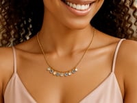 Blue and White Topaz Dancing Drop Necklace in 14K Yellow Gold — product video