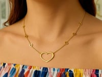 Open Heart Station Necklace in 14K Yellow Gold — product video