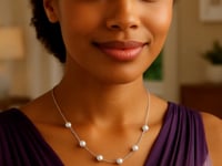Pearl Station Necklace in 14K White Gold — product video