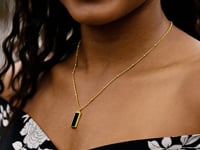 Black Onyx Rectangle Necklace in 14K Yellow Gold — product video