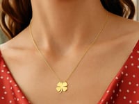 Polished Four Leaf Clover Necklace in 14K Yellow Gold — product video