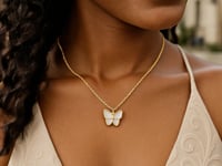 High Polish Butterfly Pearl Paste Necklace in 14K Yellow Gold — product video
