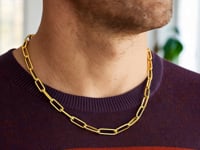 Wide Paperclip Chain Necklace in 14K Yellow Gold (3.20 mm) — product video