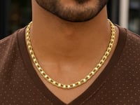 Men's Track Design Link Necklace in 14K Yellow Gold (5.00 mm) — product video