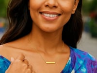 Slim Polished Bar Necklace in 14K Yellow Gold — product video