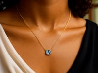 Cushion Blue Topaz Necklace in 14K Yellow Gold (8 mm) — product video