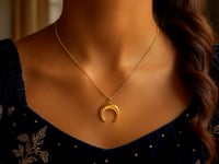 Domed Crescent Moon Necklace in 14K Yellow Gold — product video